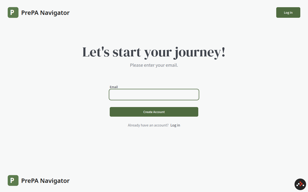 Sign up page